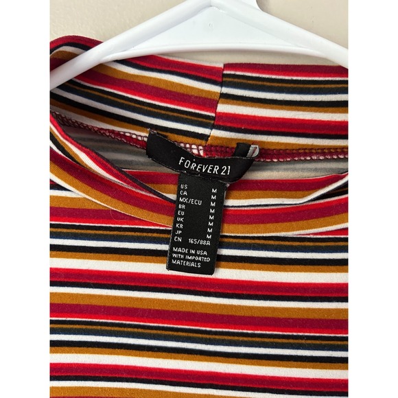 Y2k Forever 21 Striped Cropped MockTop Retro Preppy Indie Sleeze Normcore - Picture 4 of 6